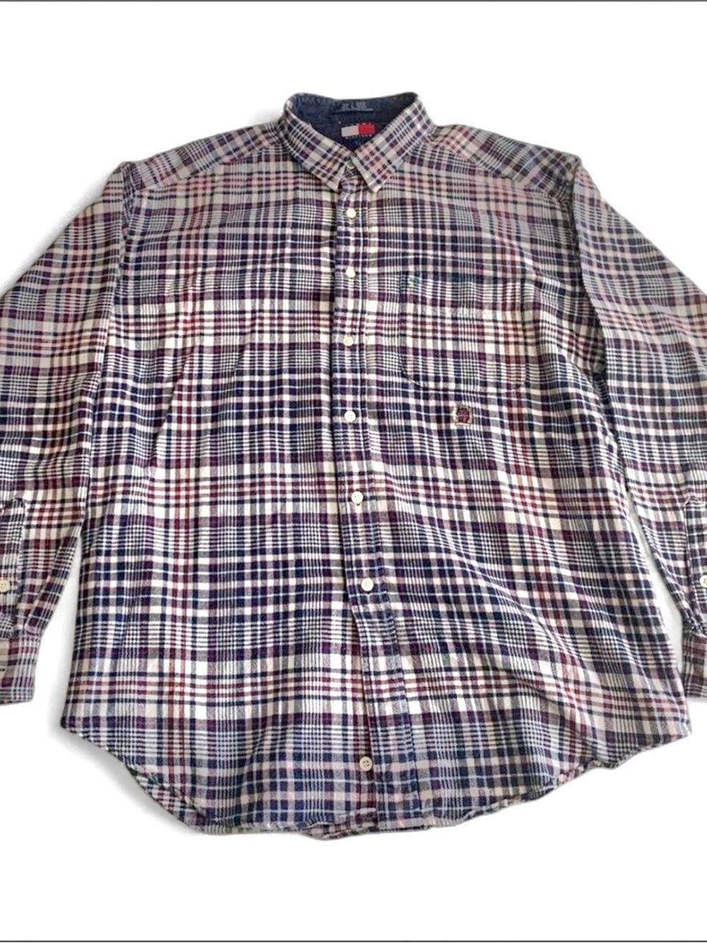 90s Tommy Hilfiger Men's Plaid Button-Down Shirt Made In Canada